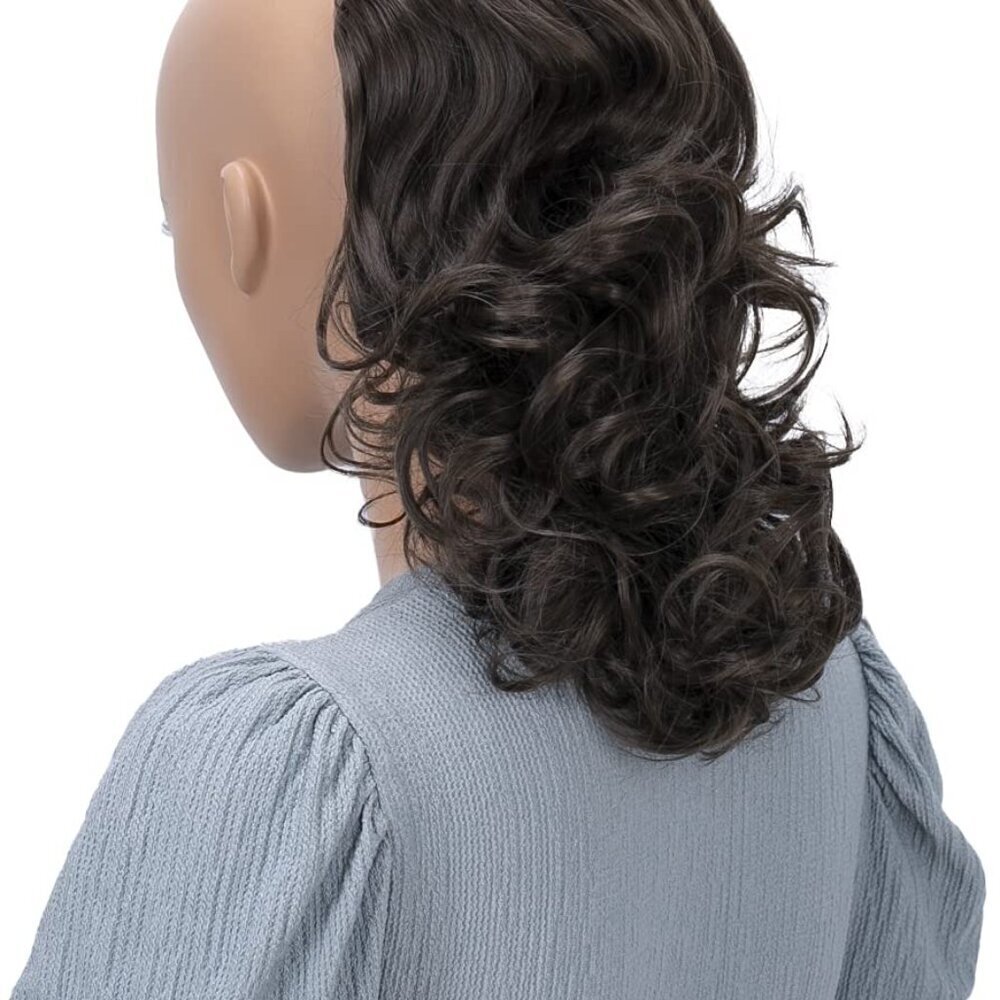 12" Hair Piece Braid Ponytail Extension Voluminous Wavy Brown